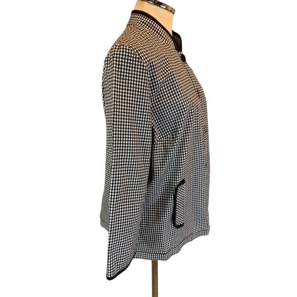 14 RQT Women's Black White Gingham Lightweight Jacket Button Up - Picture 3 of 8